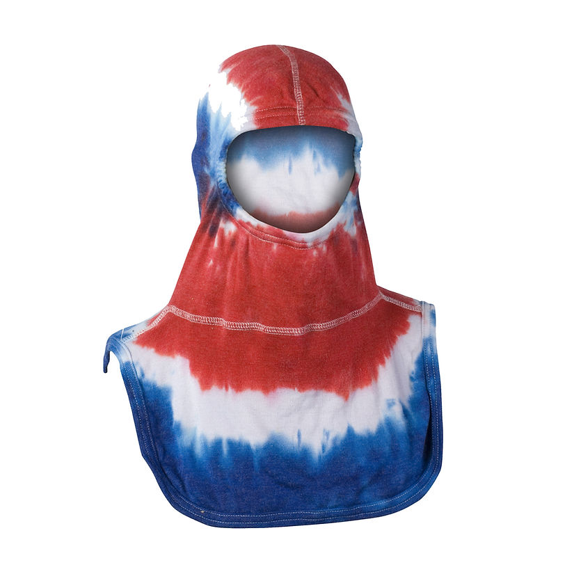 Embrace safety and style with Majestic Fire Apparel Tie Dye Firefighting Hood. PAC II & Nomex Blend tech. Ideal for fearless firefighters worldwide